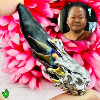 Paya Leklai 3in1 Kotpi Black Fang Guardian Protection Somporn Thai Amulet #17193